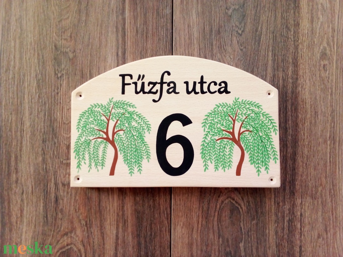 Házszám, házszámtábla, utcatábla- fűzfa , házszám . - otthon & életmód - ház & kert - házszám - Meska.hu