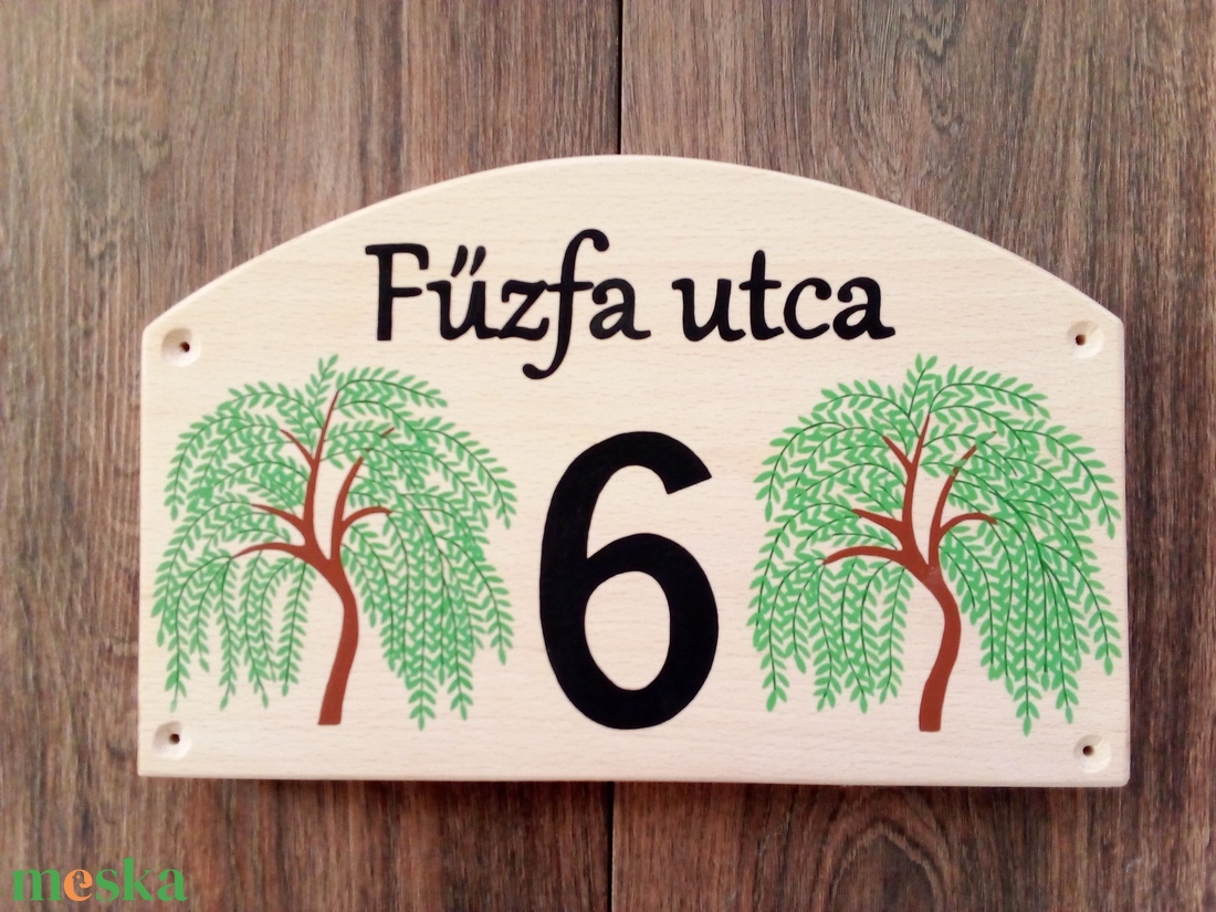 Házszám, házszámtábla, utcatábla- fűzfa , házszám . - otthon & életmód - ház & kert - házszám - Meska.hu