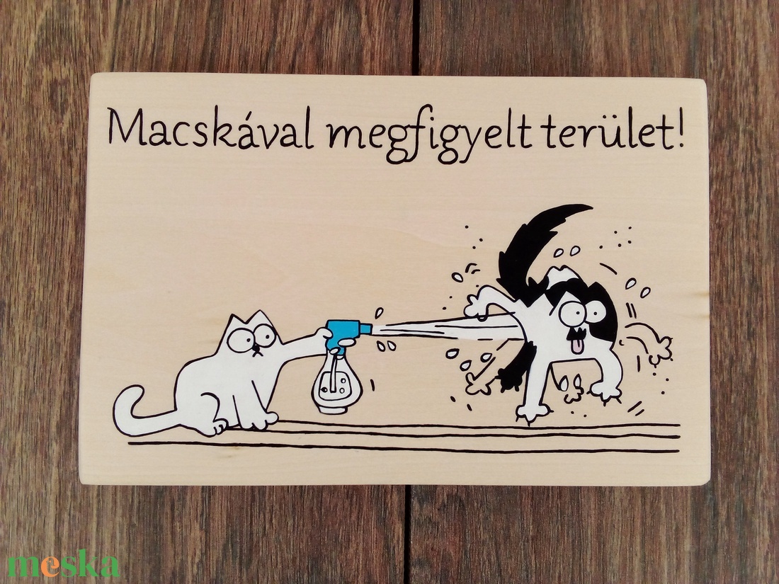 Macskával megfigyelt terület - Vicces ajtótábla - otthon & életmód - dekoráció - ajtó- és ablak dekoráció - ajtótábla - Meska.hu