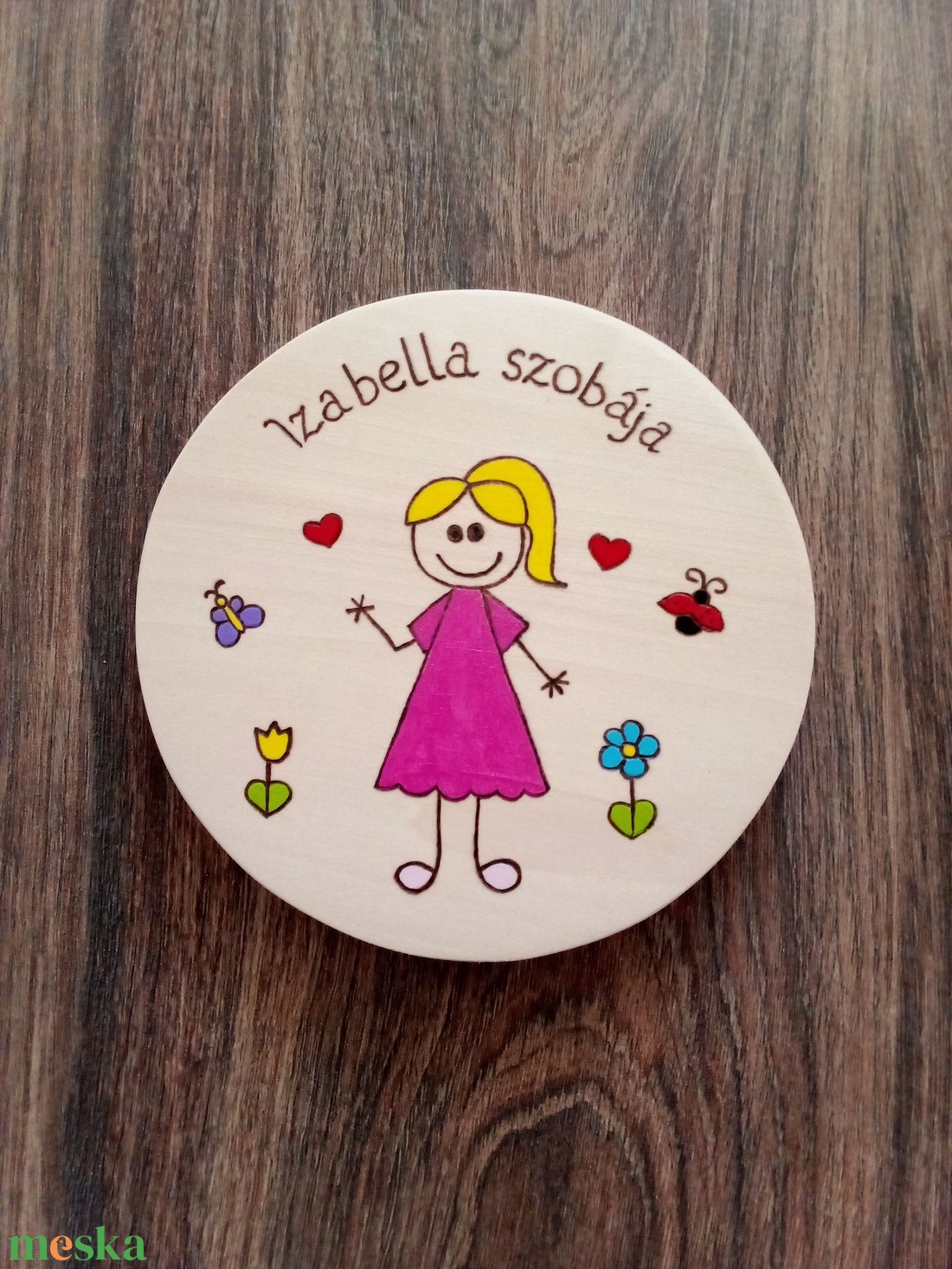 Lányos ajtójelölő tábla, ajtó jelölő tábla, ajtódísz, kopogtató, névtábla, felirat. - baba - mama - babaszoba dekoráció - gyerek névtábla - Meska.hu