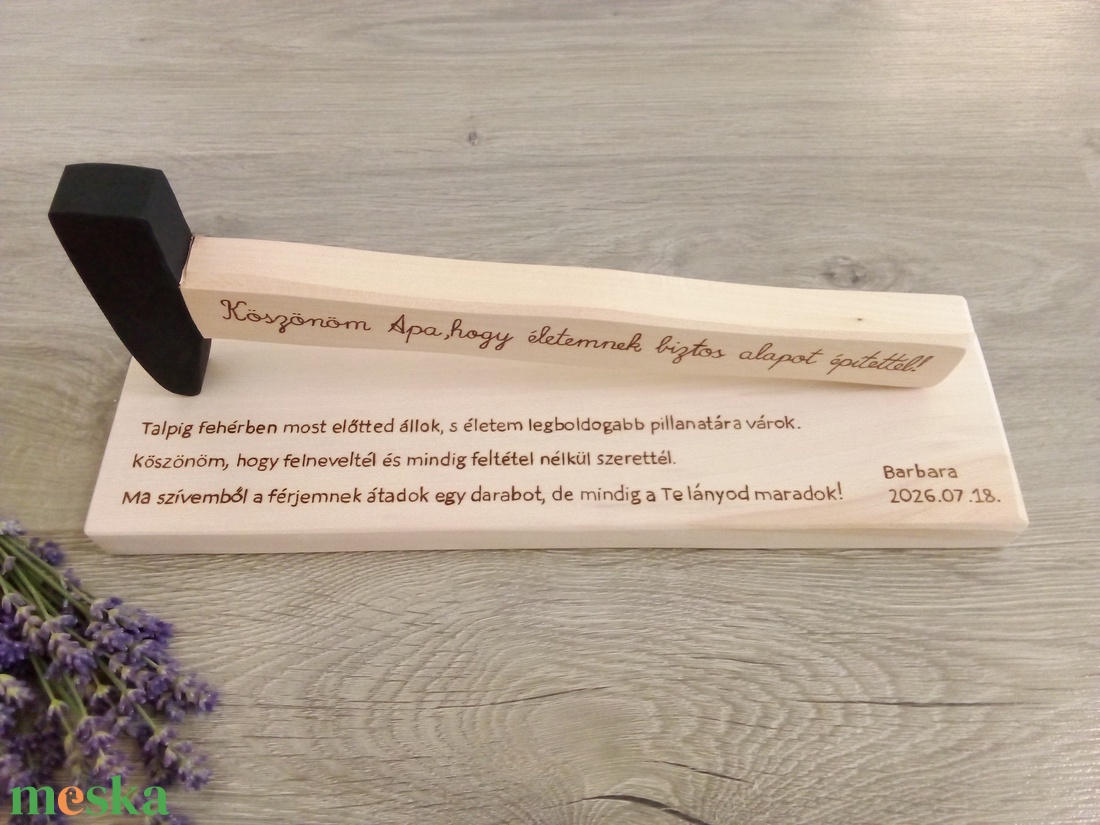 Szülőköszöntő fa kalapács , köszönőajándék, esküvői ajándék - esküvő - emlék & ajándék - szülőköszöntő ajándék - Meska.hu