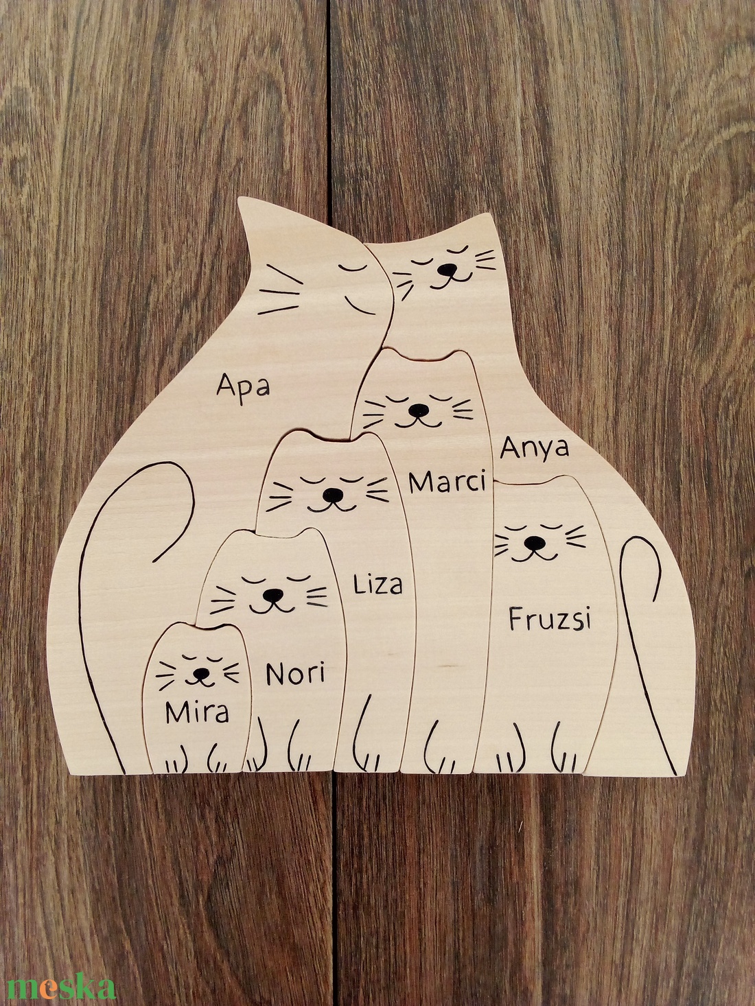 Fa macska család, forma puzzle, cica család, polc dekoráció - játék & sport - puzzle - forma puzzle - Meska.hu