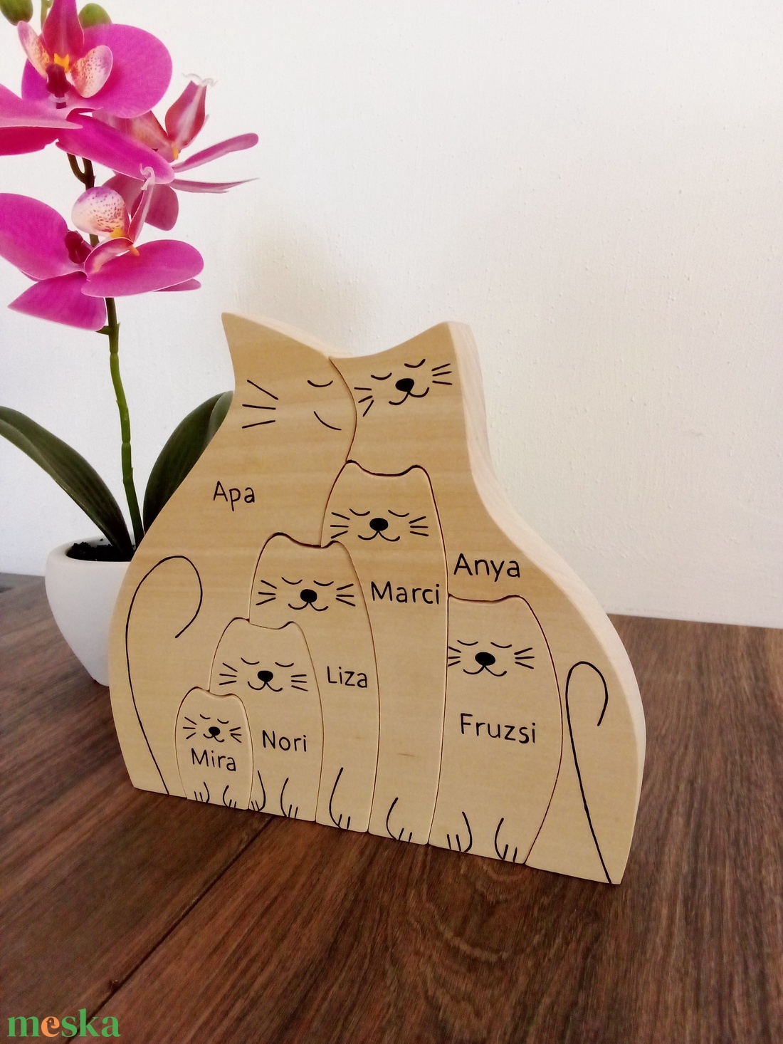 Fa macska család, forma puzzle, cica család, polc dekoráció - játék & sport - puzzle - forma puzzle - Meska.hu