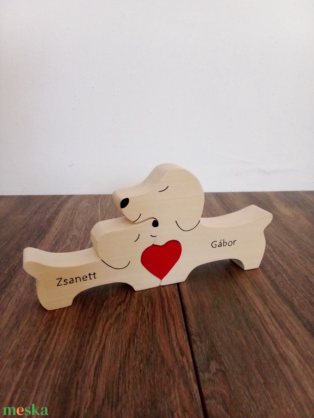 Fa tacskó család, forma puzzle, kutya család, dísztárgy, polc dekoráció- puzzle  - esküvő - nászajándék - esküvői pénzátadó doboz - Meska.hu