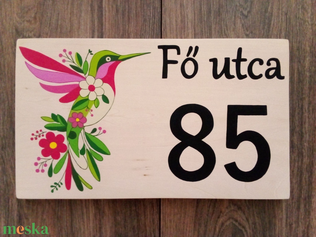 Házszám, házszámtábla, utcatábla- madár virág motívumokkal- házszám . - otthon & életmód - ház & kert - házszám - Meska.hu