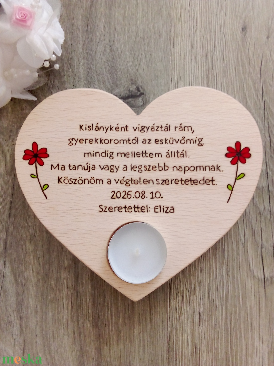 Szív alakú szülőköszöntő gyertyatartó - Szülőköszöntő - esküvő - emlék & ajándék - szülőköszöntő ajándék - Meska.hu