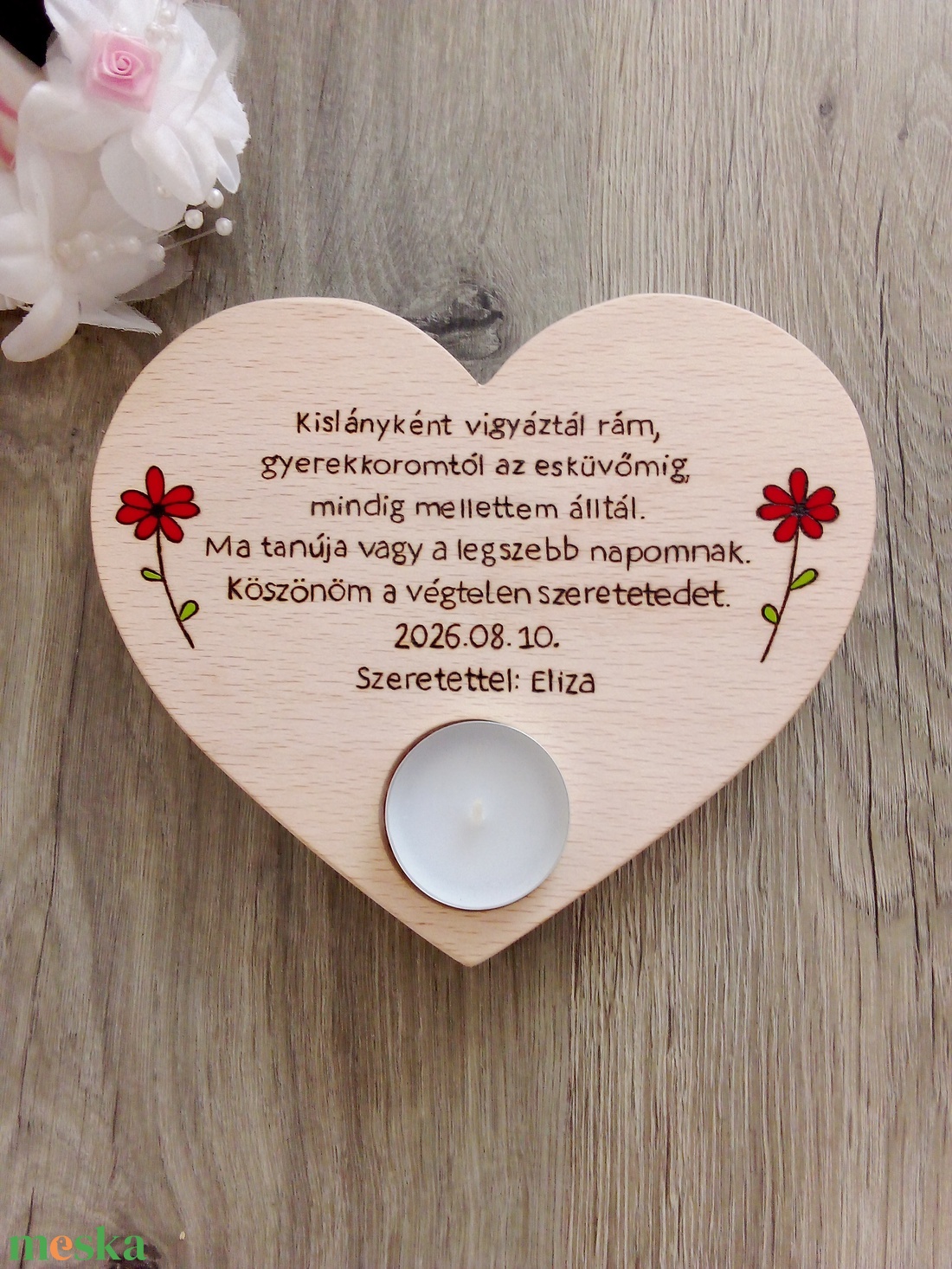 Szív alakú szülőköszöntő gyertyatartó - Szülőköszöntő - esküvő - emlék & ajándék - szülőköszöntő ajándék - Meska.hu