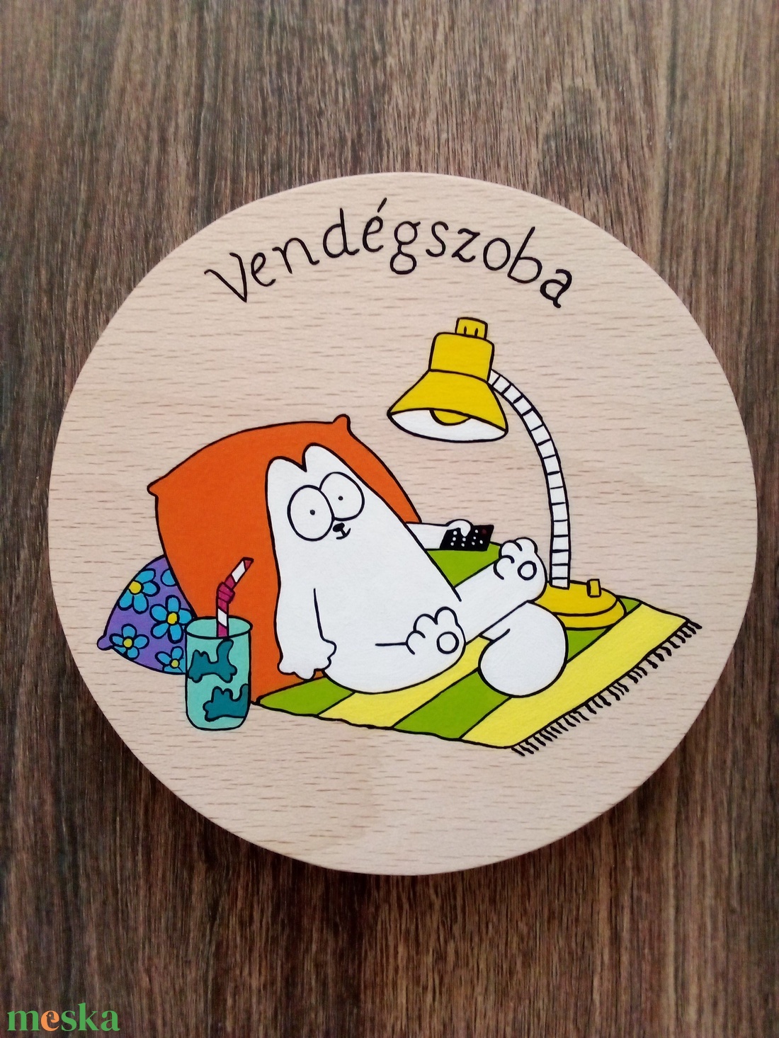 Simon' cat  - Ajtójelölő tábla, ajtó jelölő tábla, névtábla, felirat, kopogtató -vendégszoba  - otthon & életmód - dekoráció - ajtó- és ablak dekoráció - ajtótábla - Meska.hu