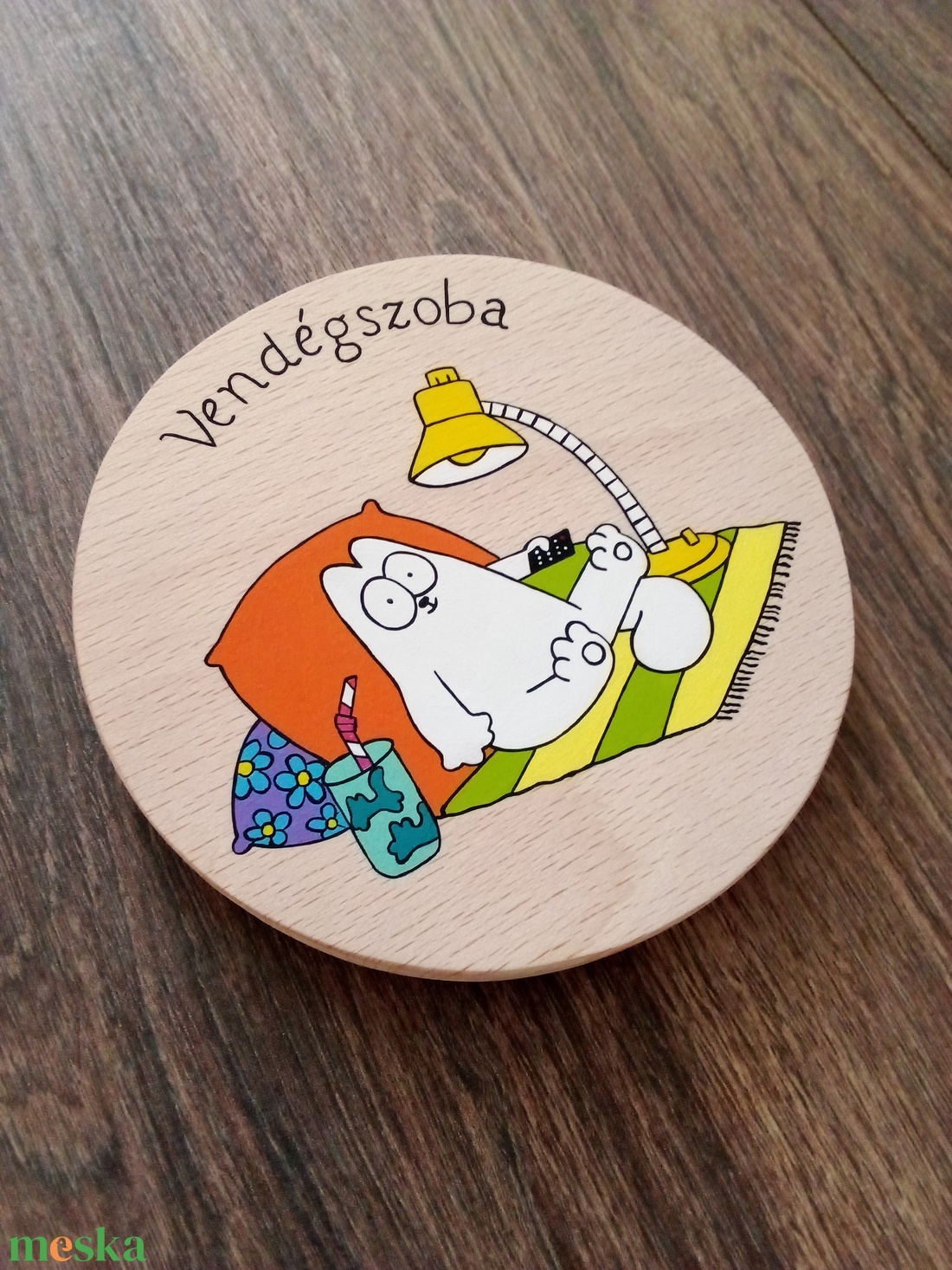 Simon' cat  - Ajtójelölő tábla, ajtó jelölő tábla, névtábla, felirat, kopogtató -vendégszoba  - otthon & életmód - dekoráció - ajtó- és ablak dekoráció - ajtótábla - Meska.hu