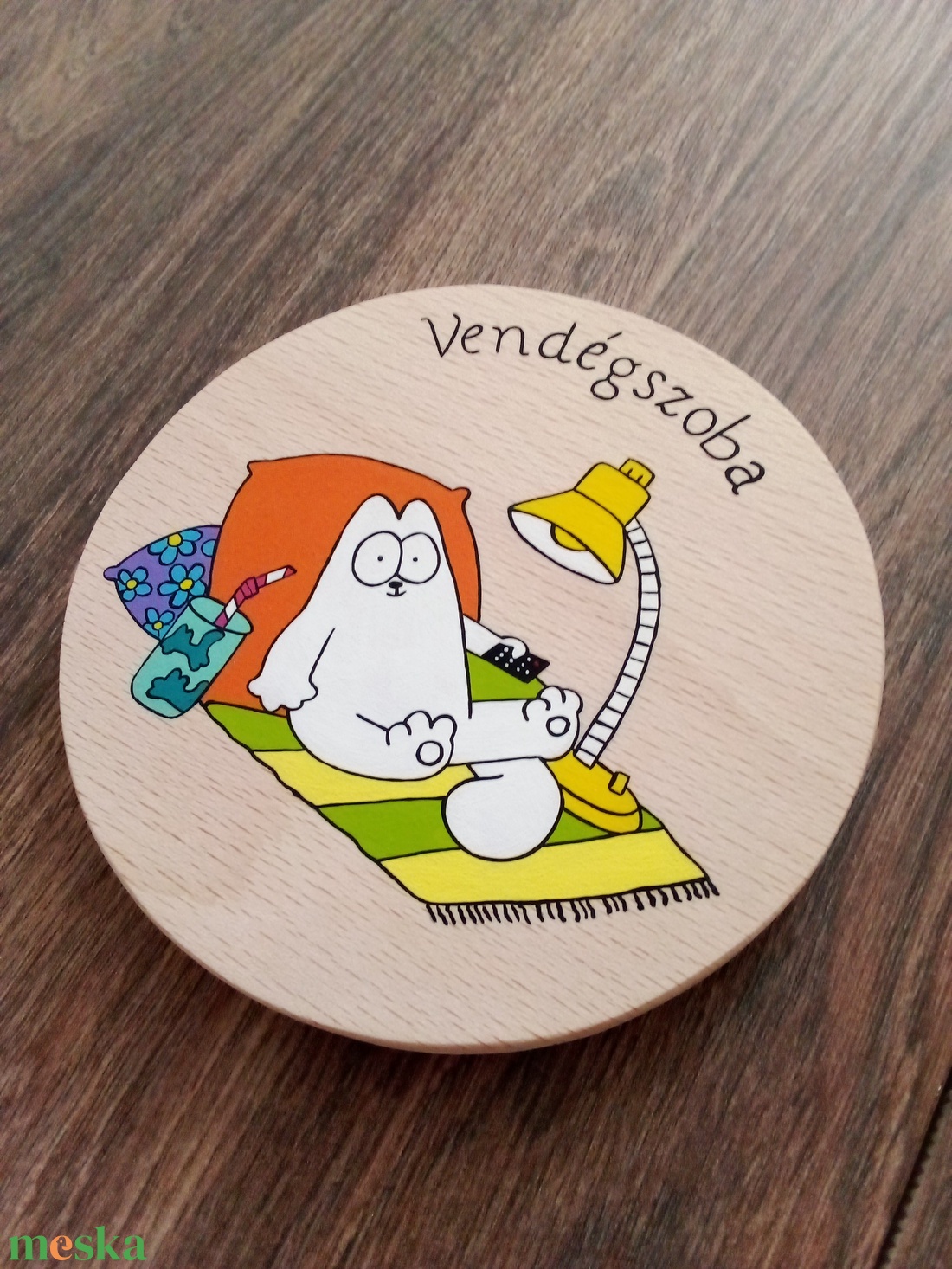 Simon' cat  - Ajtójelölő tábla, ajtó jelölő tábla, névtábla, felirat, kopogtató -vendégszoba  - otthon & életmód - dekoráció - ajtó- és ablak dekoráció - ajtótábla - Meska.hu