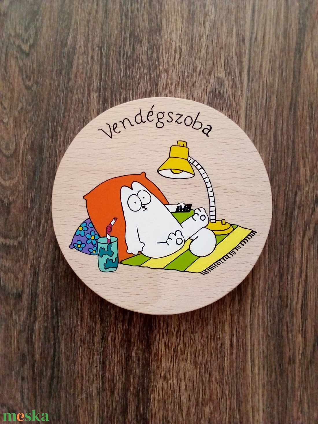 Simon' cat  - Ajtójelölő tábla, ajtó jelölő tábla, névtábla, felirat, kopogtató -vendégszoba  - otthon & életmód - dekoráció - ajtó- és ablak dekoráció - ajtótábla - Meska.hu