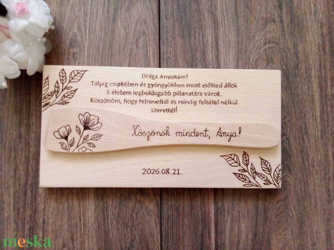 Szülőköszöntő fakanál,  köszönőajándék, esküvői ajándék - esküvő - emlék & ajándék - szülőköszöntő ajándék - Meska.hu