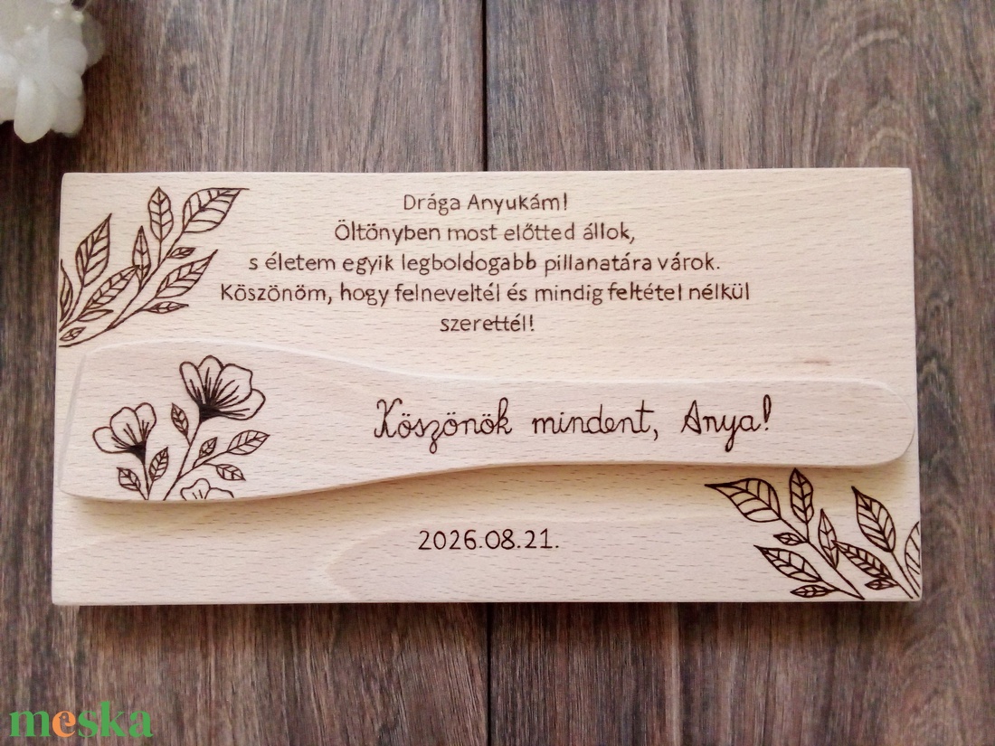 Szülőköszöntő fakanál,  köszönőajándék, esküvői ajándék - esküvő - emlék & ajándék - szülőköszöntő ajándék - Meska.hu