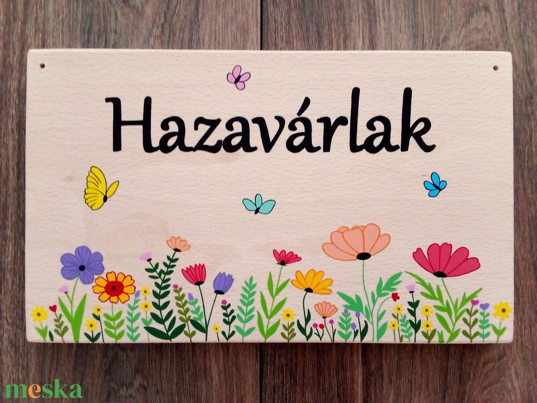 Házszám, házszámtábla, utcatábla- Virágos rét - házszám  - otthon & életmód - ház & kert - házszám - Meska.hu