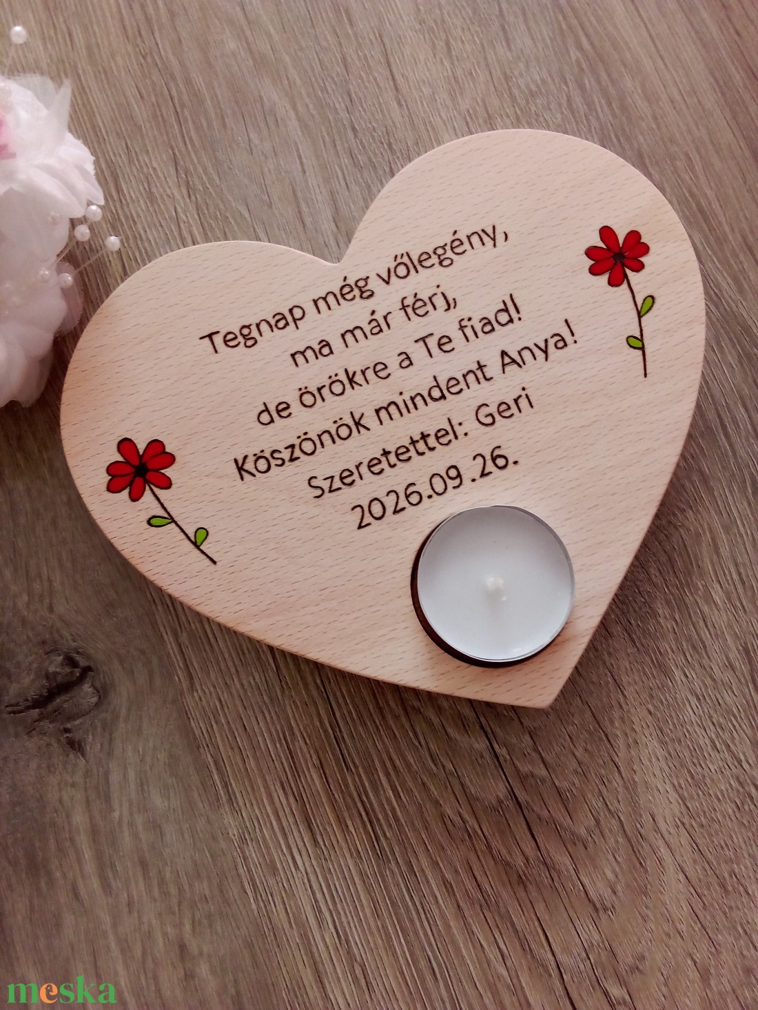 Szív alakú szülőköszöntő gyertyatartó - Szülőköszöntő - esküvő - emlék & ajándék - szülőköszöntő ajándék - Meska.hu