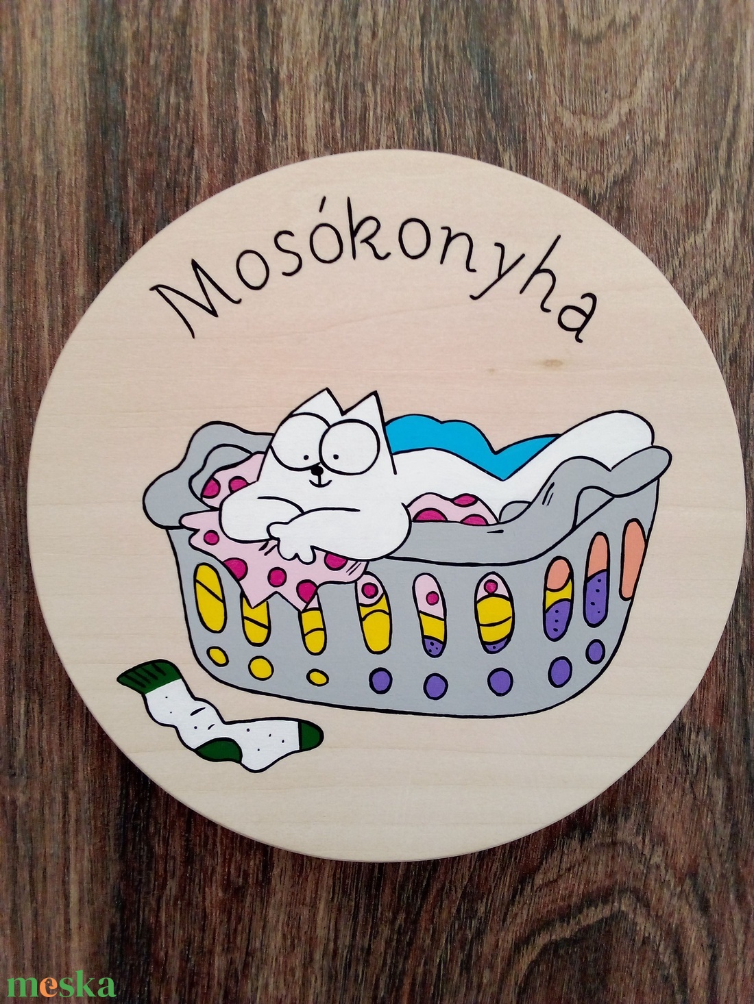 Simon's cat - Gardrób ajtójelölő tábla, ajtó jelölő tábla, ajtódísz, kopogtató - otthon & életmód - dekoráció - ajtó- és ablak dekoráció - ajtótábla - Meska.hu