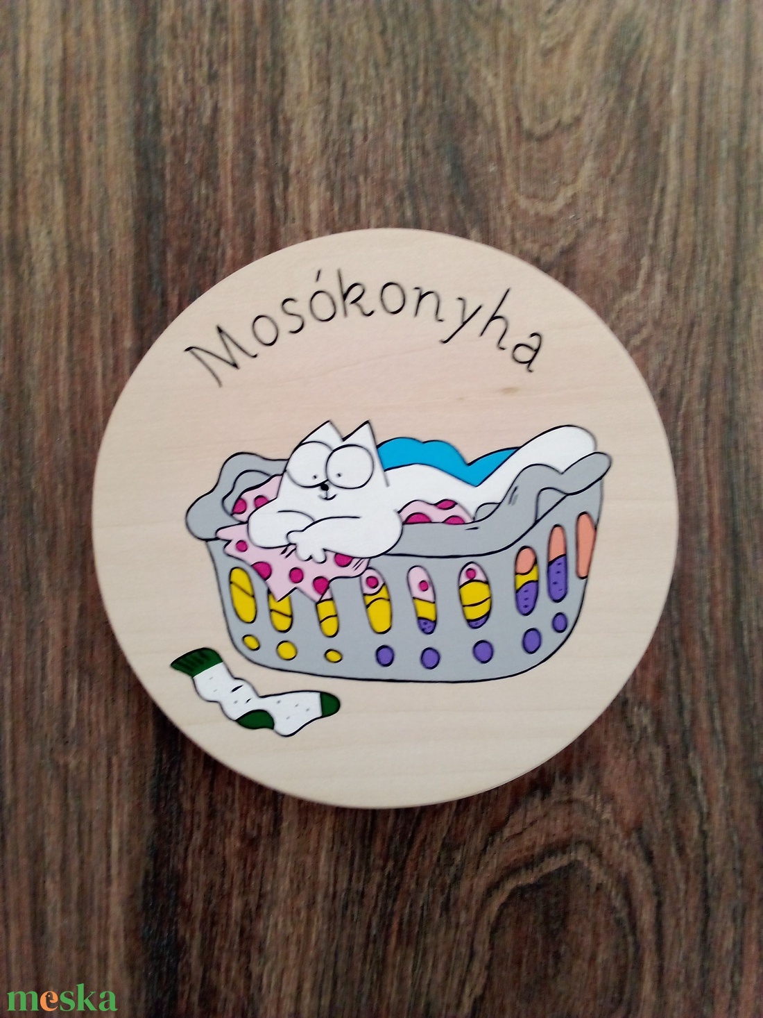 Simon's cat - Gardrób ajtójelölő tábla, ajtó jelölő tábla, ajtódísz, kopogtató - otthon & életmód - dekoráció - ajtó- és ablak dekoráció - ajtótábla - Meska.hu