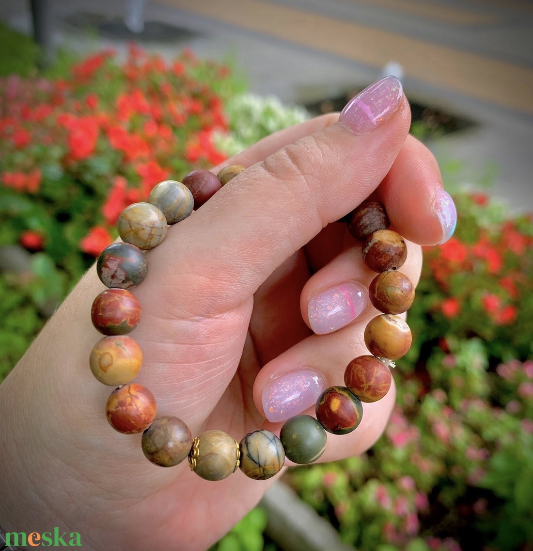 Picasso jáspis ásvány karkötő - ékszer - karkötő - ásványkarkötő - Meska.hu