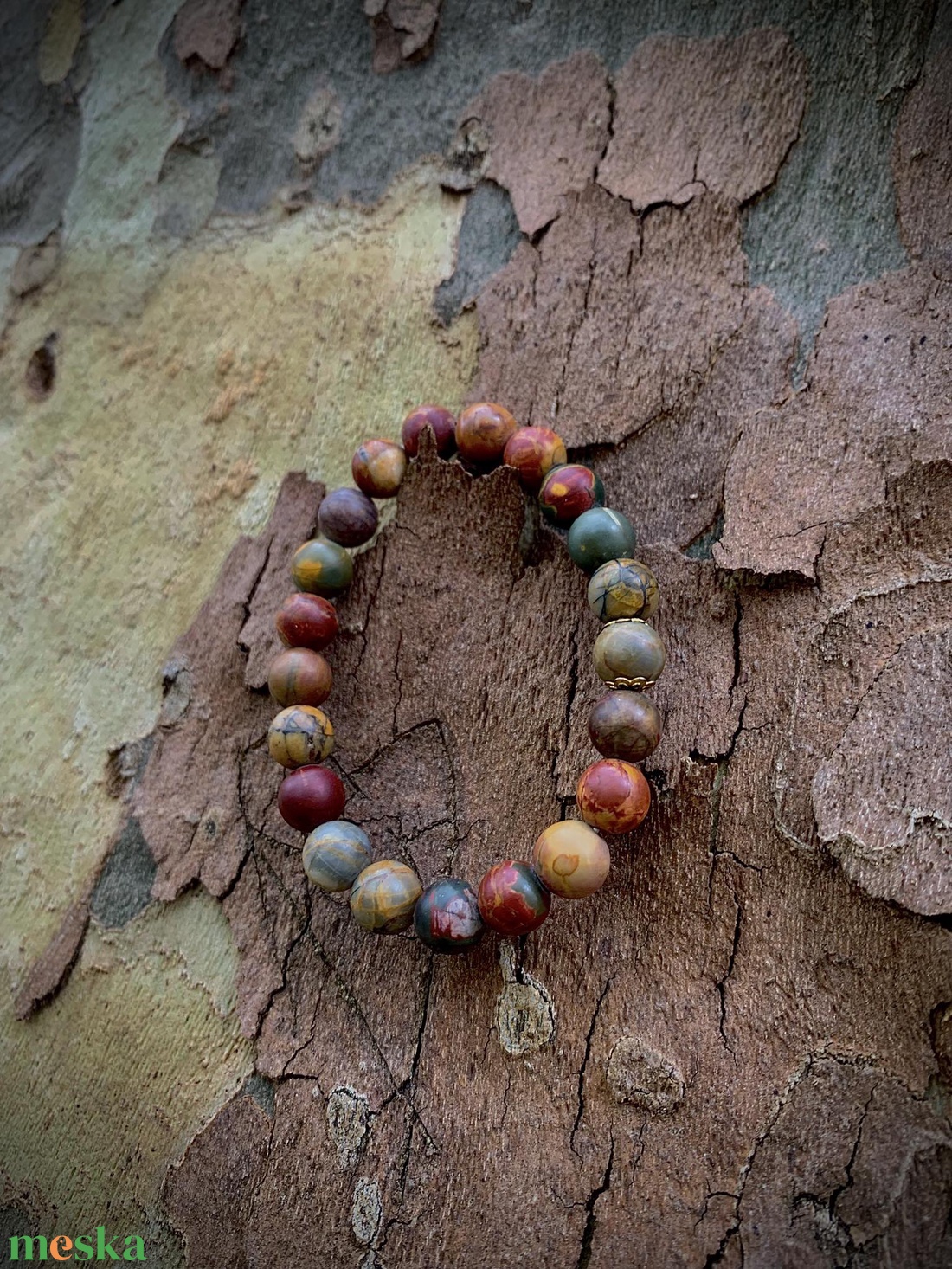 Picasso jáspis ásvány karkötő - ékszer - karkötő - ásványkarkötő - Meska.hu