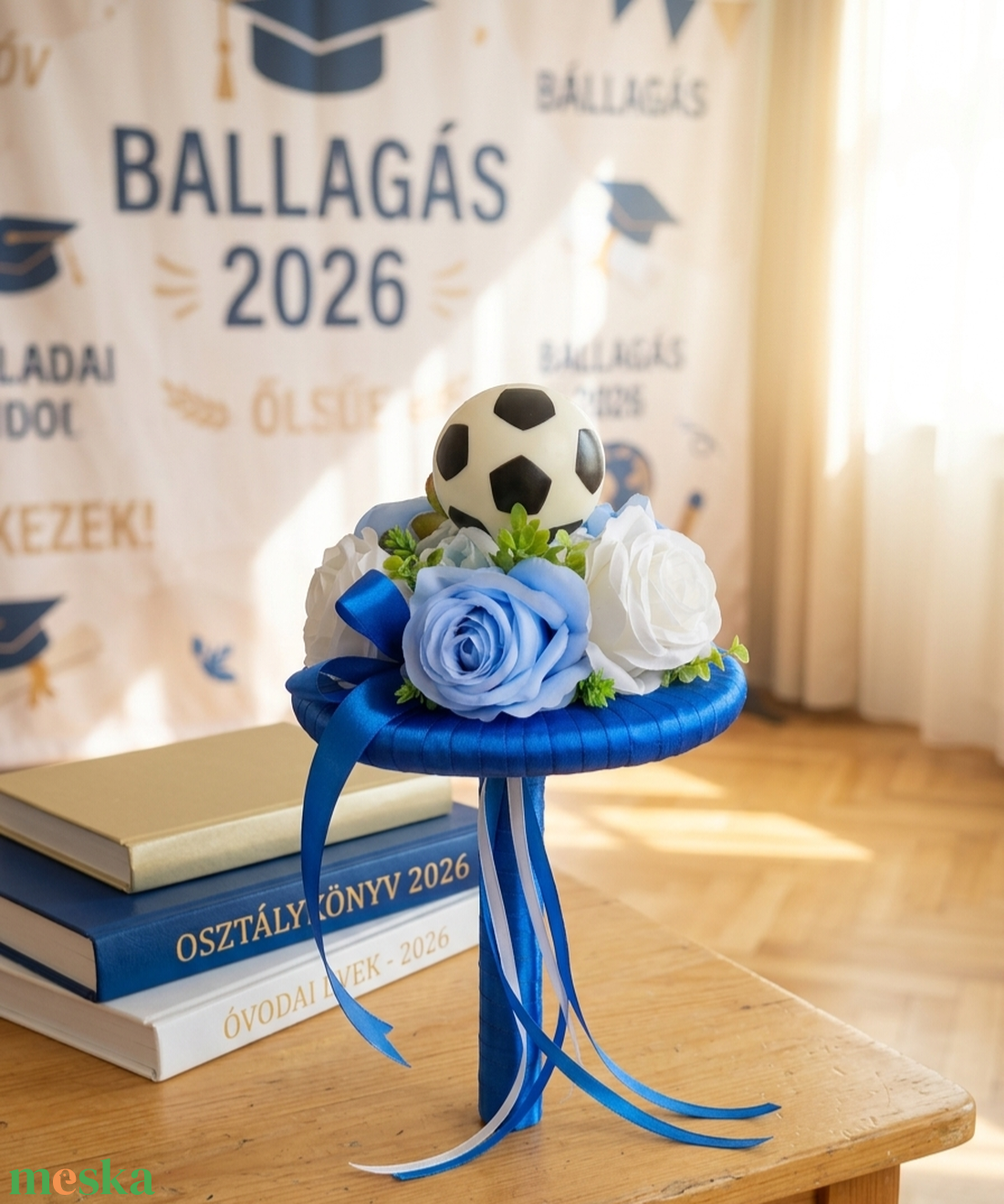 Focilabdás ballagási csokor - otthon & életmód - virágdekoráció - virágok - virágcsokor - Meska.hu