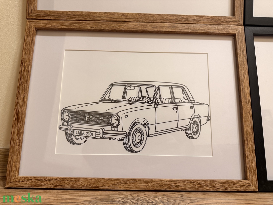 Lada 2101 vonalrajzolt falikép - művészet - grafika & illusztráció - egyéb rajzok - Meska.hu