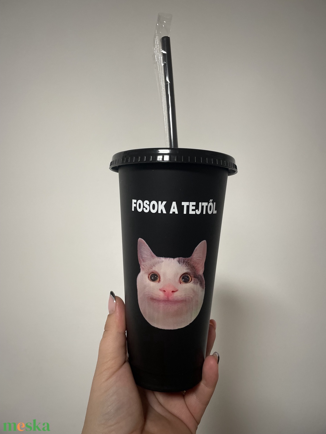 Szívószálas pohár vicces felirattal - otthon & életmód - konyhafelszerelés, tálalás - tálalás - pohár - Meska.hu