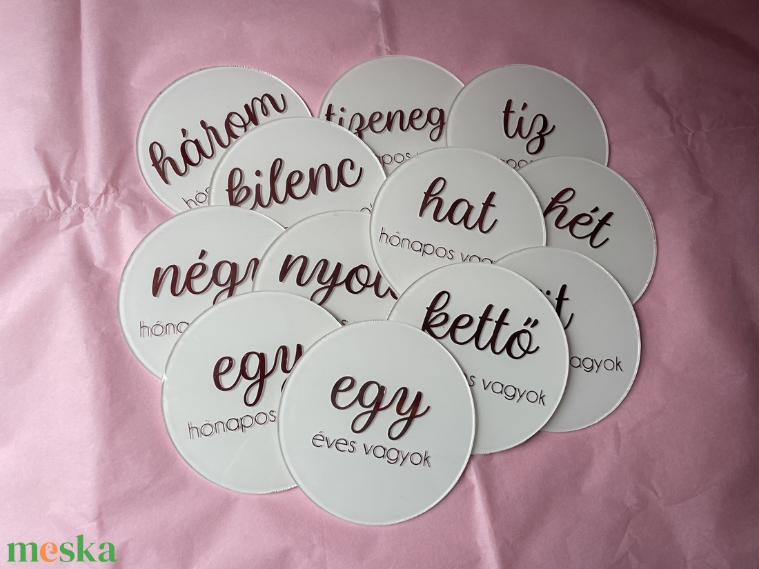 Plexi mérföldkő korongok babáknak  12 darabos szett - otthon & életmód - babaszoba, gyerekszoba - babaszoba dekoráció - Meska.hu