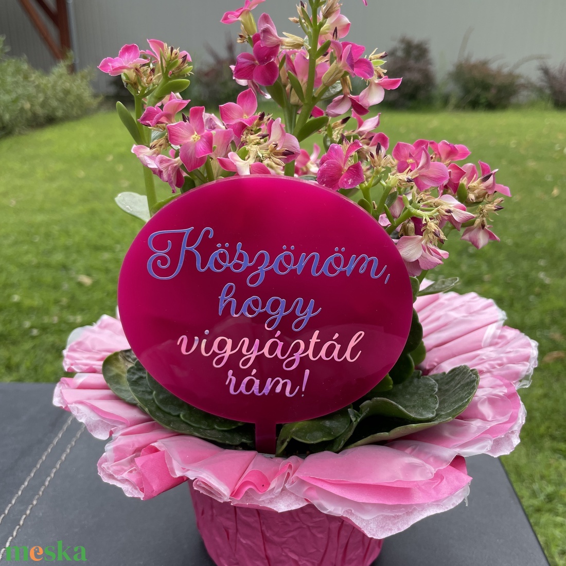 Plexi beszúrható táblácska  Köszönöm, hogy vigyáztál rám! felirattal - otthon & életmód - dekoráció - virágdísz és tartó - csokor & virágdísz - Meska.hu
