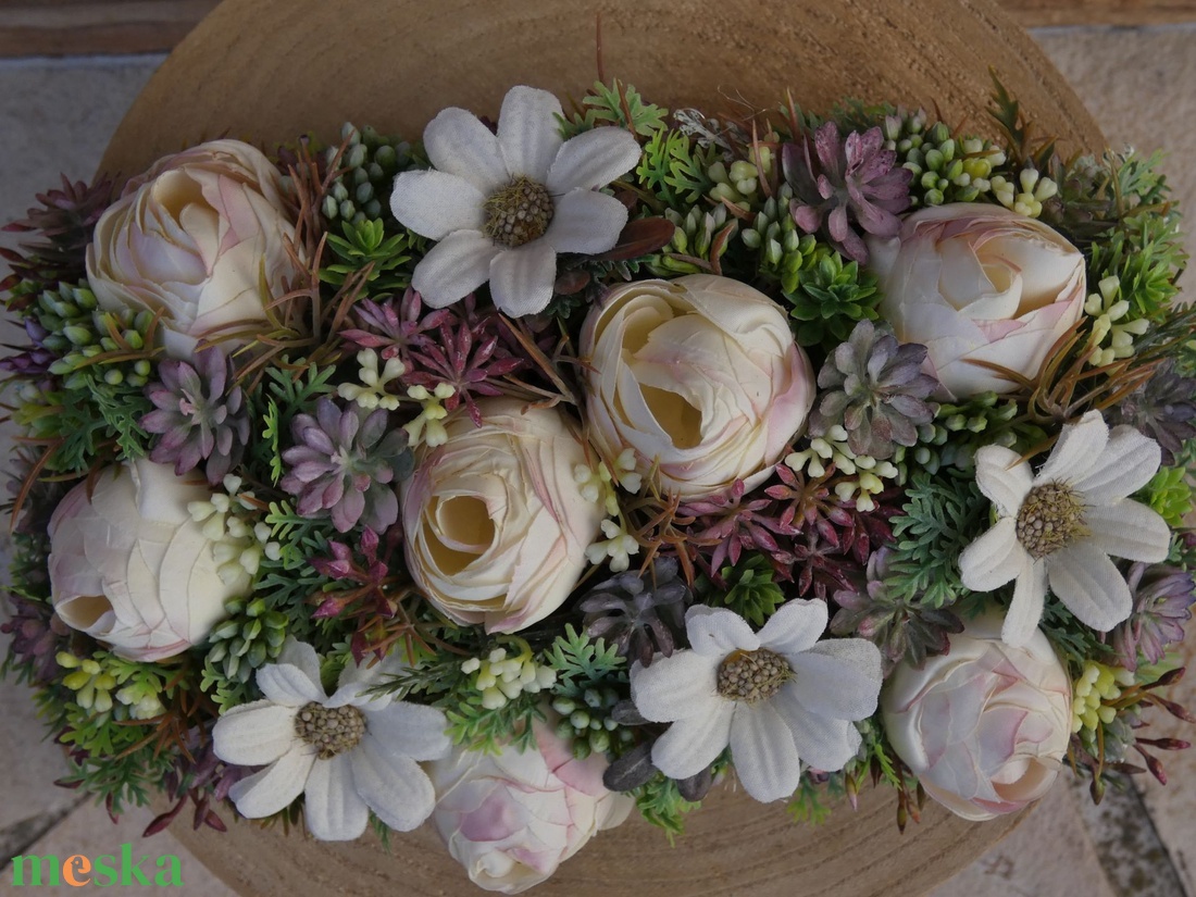 Asztaldísz hamvas fa ládában - otthon & életmód - dekoráció - asztal és polc dekoráció - asztaldísz - Meska.hu