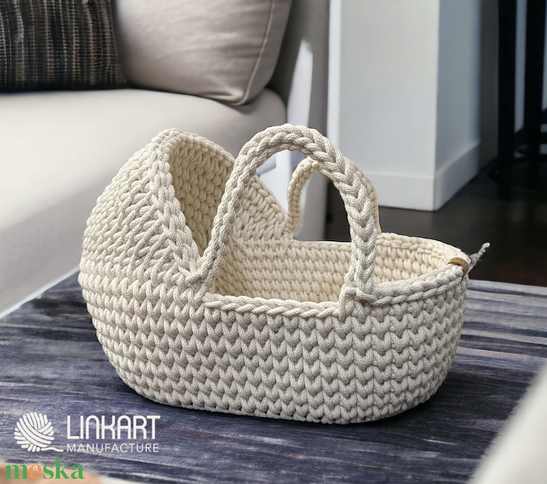 Horgolt mózeskosár - baba - mama - baba ágynemű - babafészek - Meska.hu