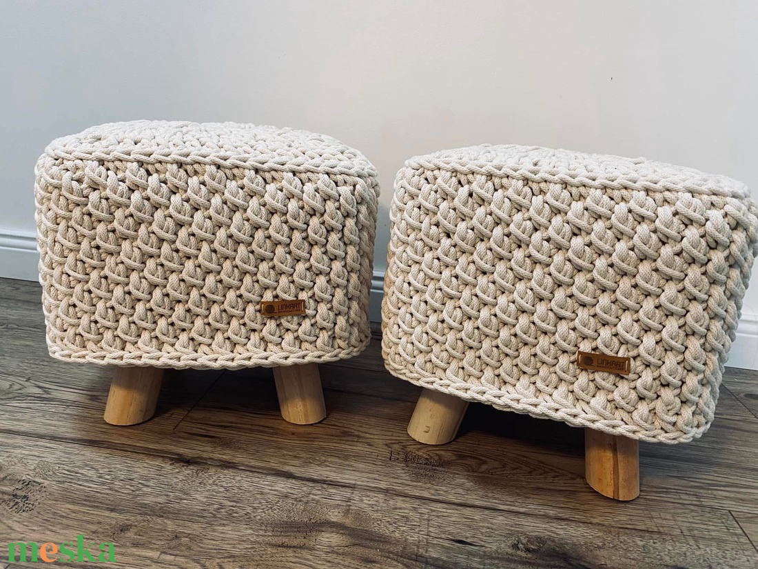 Horgolt puff - otthon & életmód - bútor - puff - Meska.hu