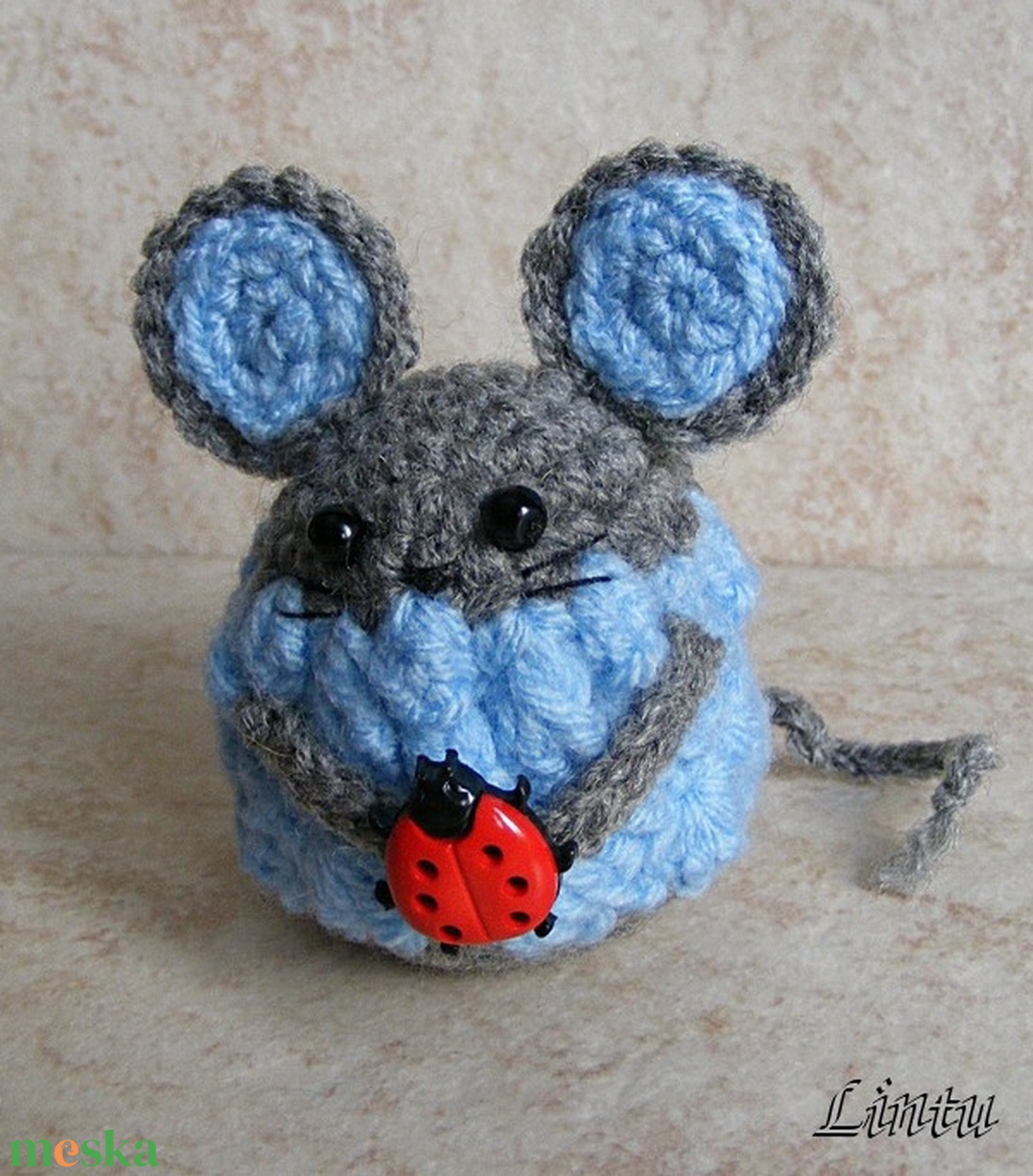 Horgolt egérke katicával  (amigurumi) - játék & sport - plüssállat & játékfigura - egér - Meska.hu