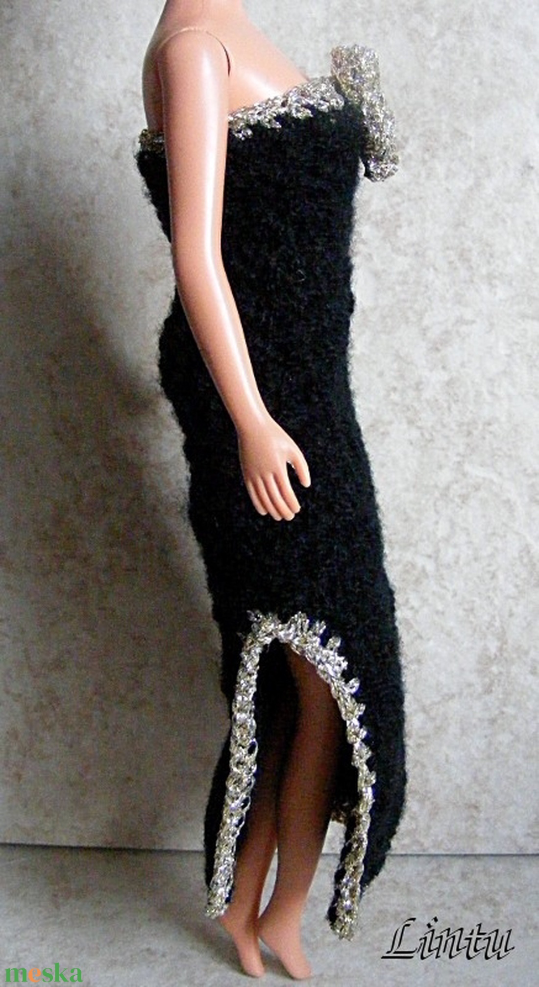 Horgolt fekete Barbie ruha - játék & sport - baba & babaház - barbie ruhák - Meska.hu