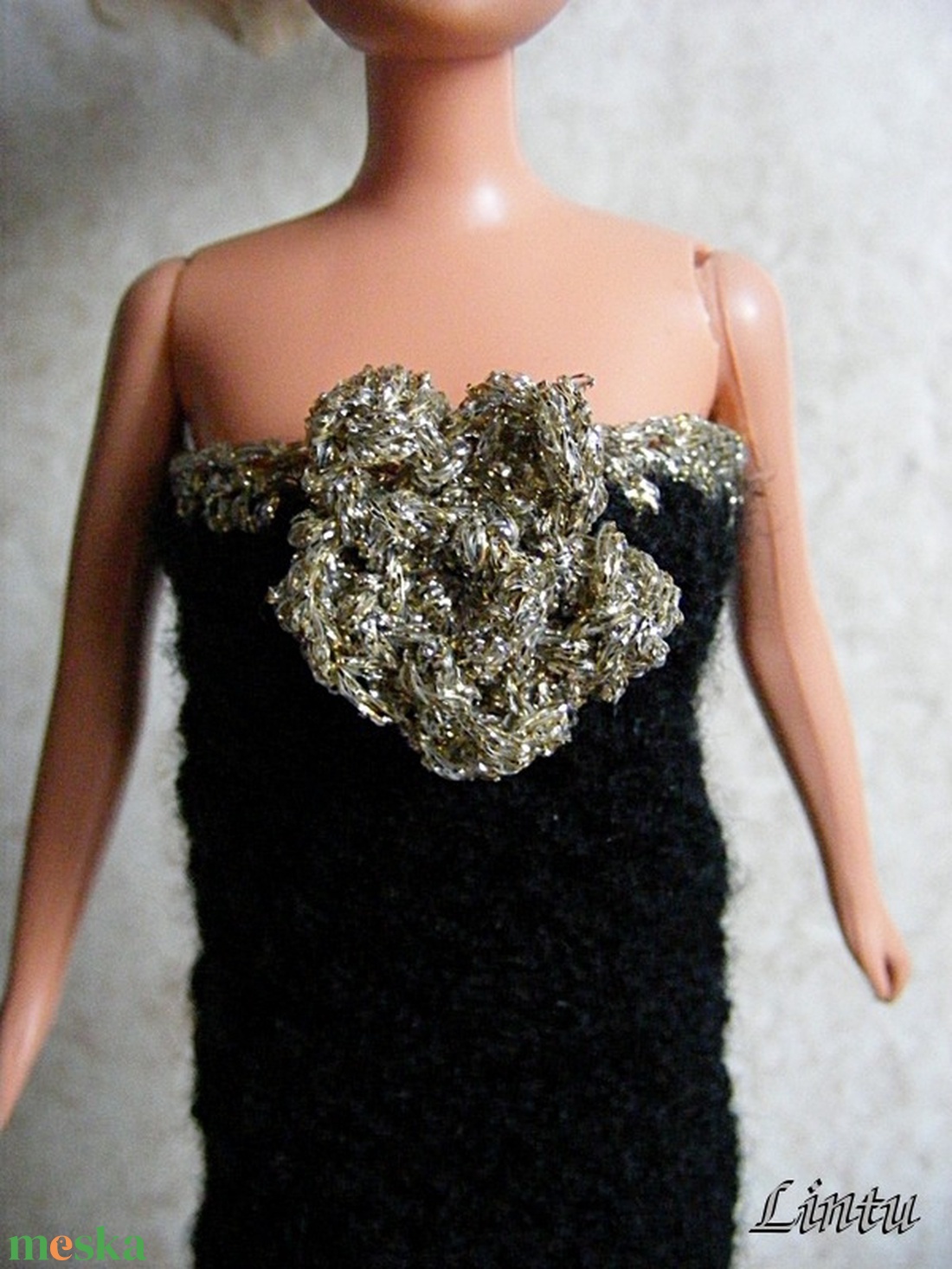 Horgolt fekete Barbie ruha - játék & sport - baba & babaház - barbie ruhák - Meska.hu