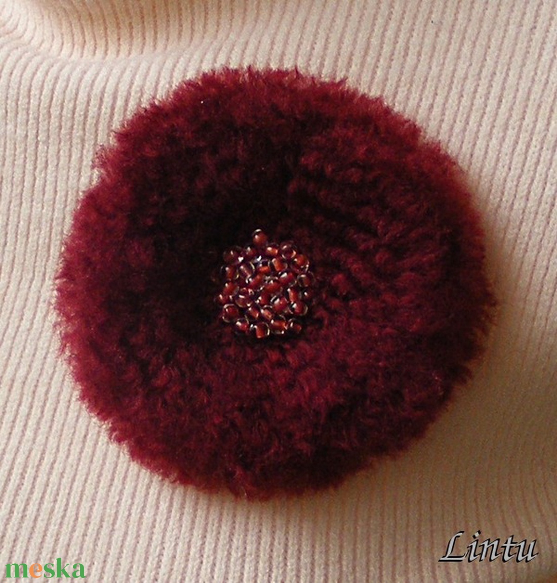 Pihe-puha bordó kitűző (bross) - ékszer - kitűző és bross - Meska.hu
