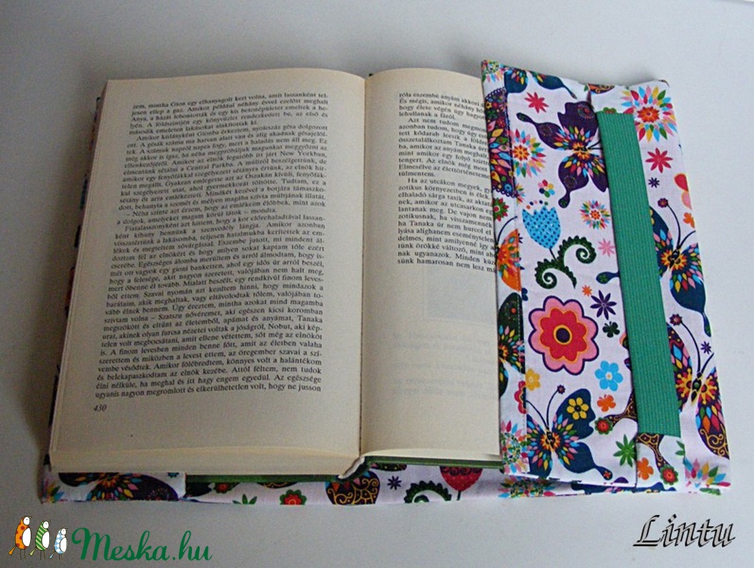 Textil könyvborító állítható szélességgel pillangós anyagból -  - Meska.hu