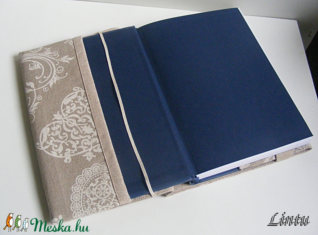 Textil könyv- vagy határidőnapló borító állítható szélességgel, SZÍVEK -  - Meska.hu