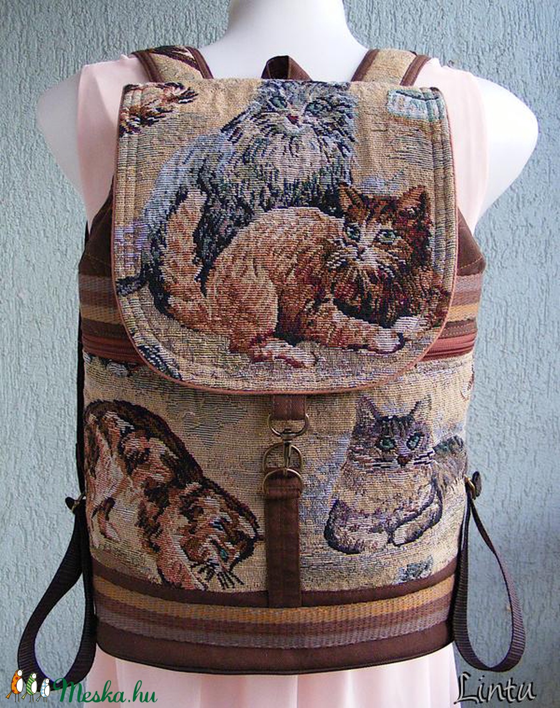 Cicás textil hátizsák gobelin jellegű vászonból - táska & tok - hátizsák - hátizsák - Meska.hu Cicás textil hátizsák gobelin jellegű vászonból - táska & tok - hátizsák - hátizsák - Meska.hu