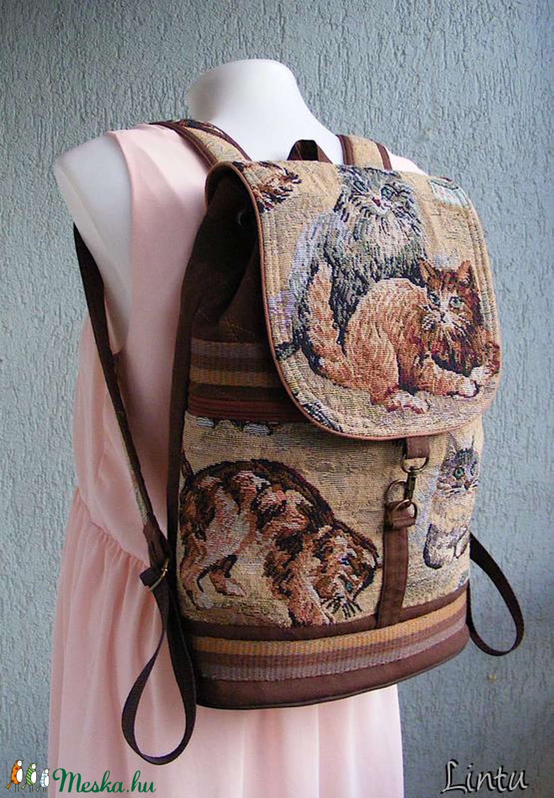 Cicás textil hátizsák gobelin jellegű vászonból - táska & tok - hátizsák - hátizsák - Meska.hu Cicás textil hátizsák gobelin jellegű vászonból - táska & tok - hátizsák - hátizsák - Meska.hu