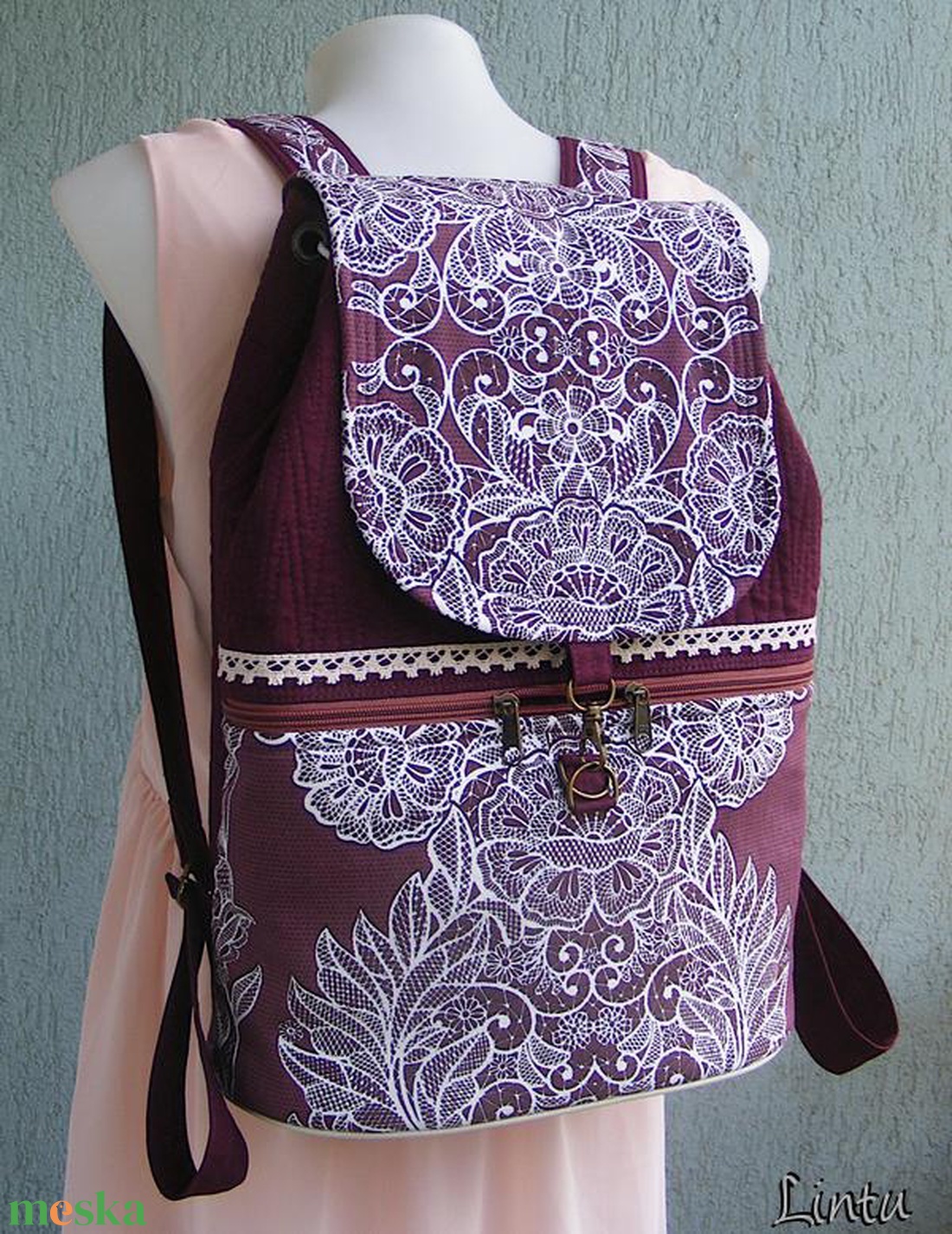 Csipke textil hátizsák  - táska & tok - hátizsák - hátizsák - Meska.hu