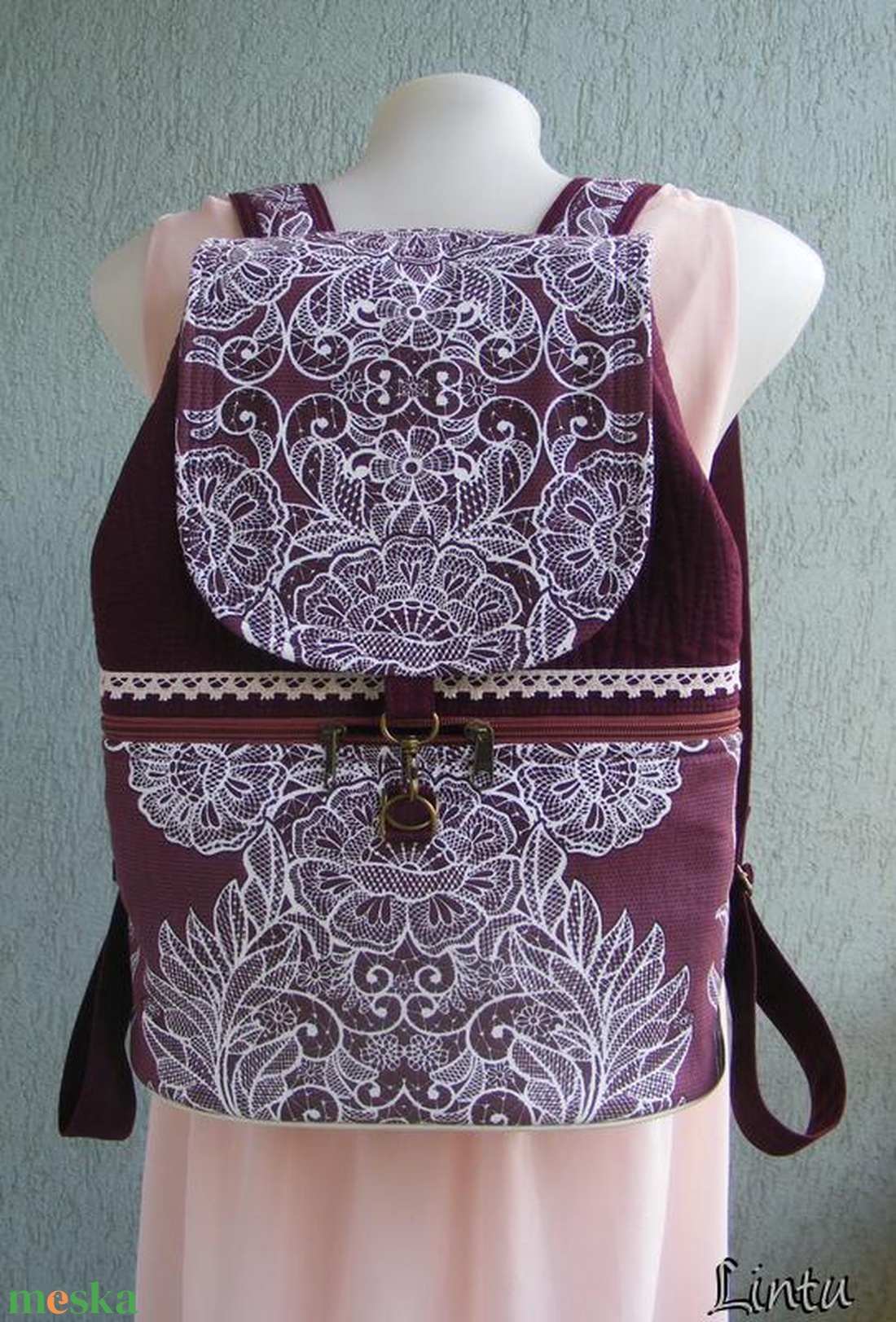 Csipke textil hátizsák  - táska & tok - hátizsák - hátizsák - Meska.hu
