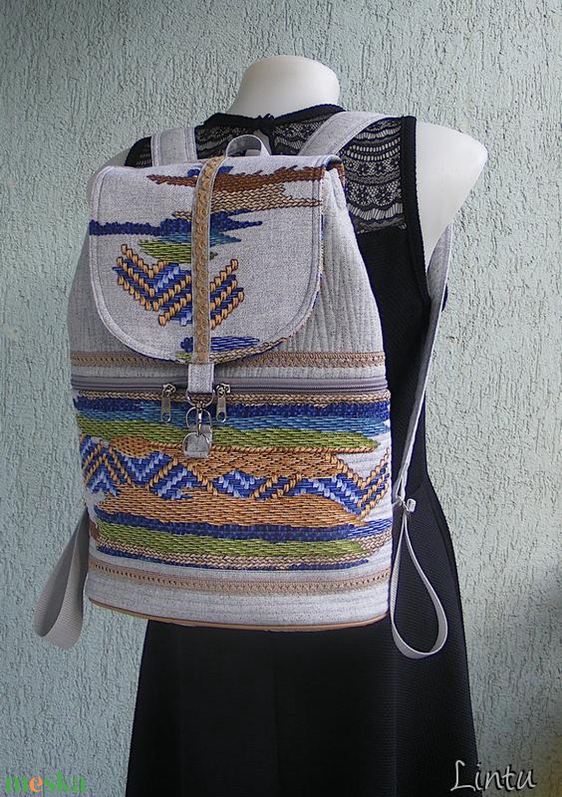 Szőttes textil hátizsák  - táska & tok - hátizsák - hátizsák - Meska.hu