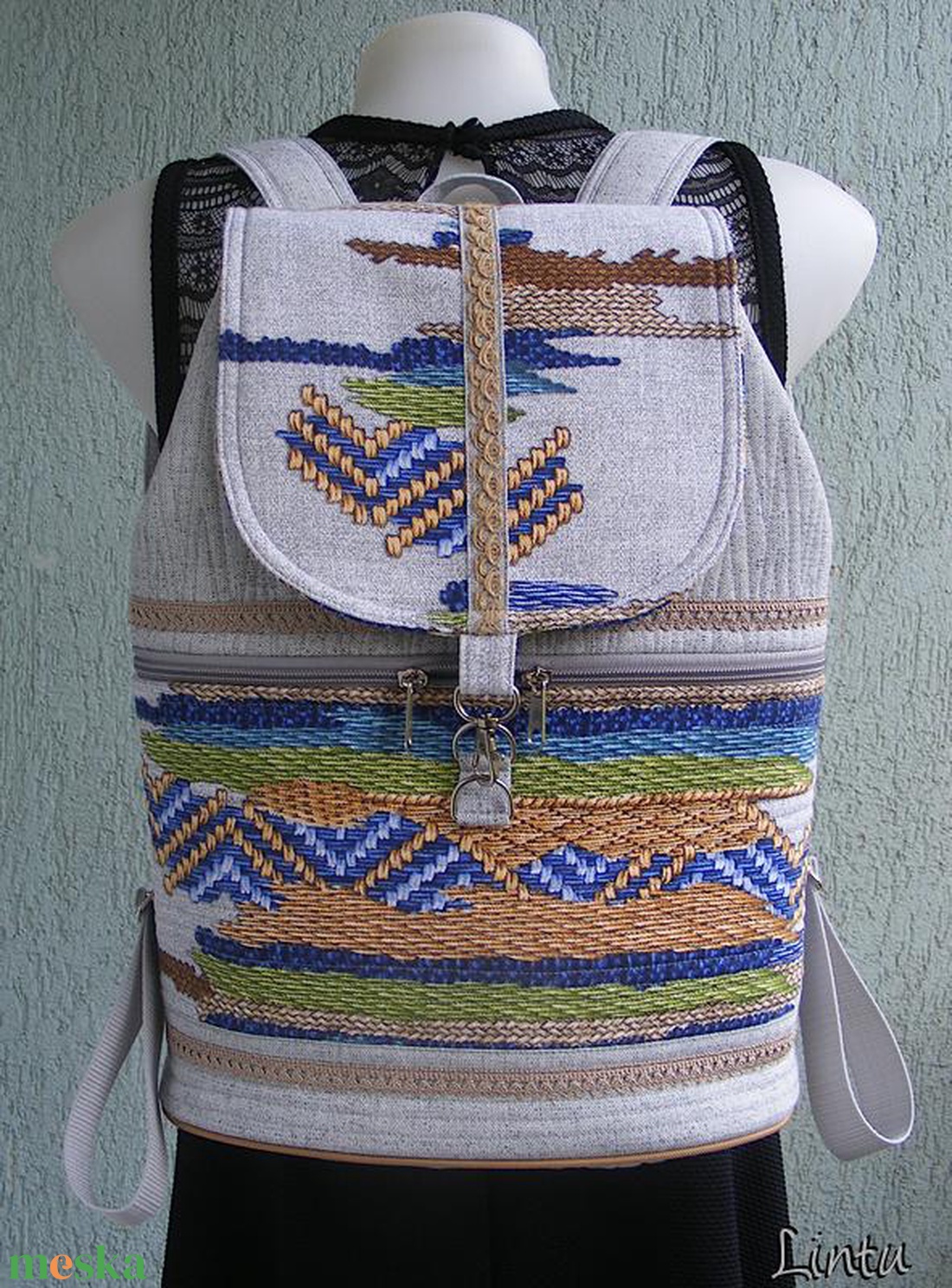 Szőttes textil hátizsák  - táska & tok - hátizsák - hátizsák - Meska.hu