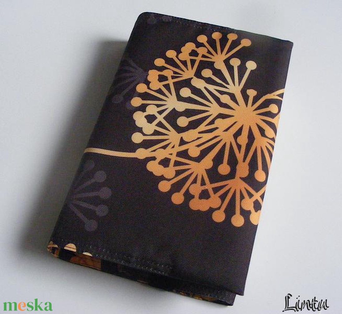 Kétoldalú vízhatlan könyvborító állítható szélességgel, sárga ornamentum/nagy virág - könyv & zene - könyvtok - Meska.hu