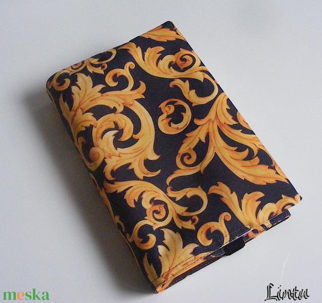 Kétoldalú vízhatlan könyvborító állítható szélességgel, sárga ornamentum/nagy virág - könyv & zene - könyvtok - Meska.hu