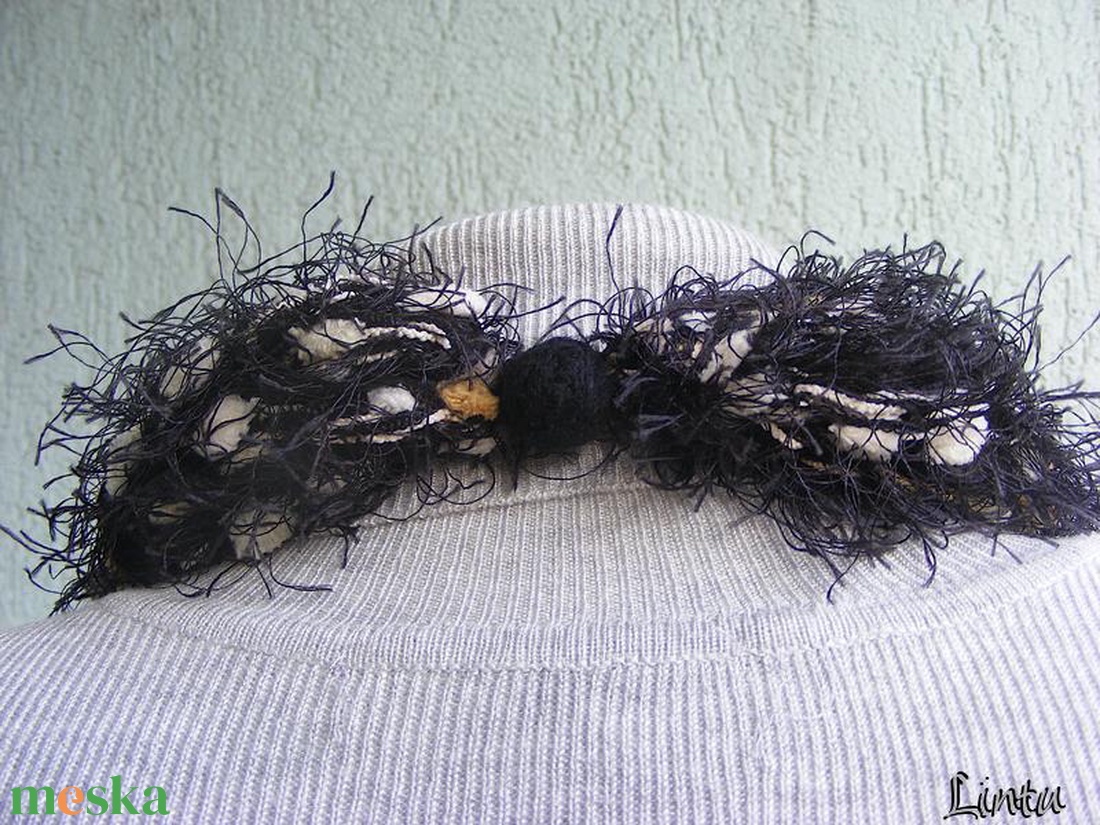 Téli horgolt nyaklánc barna-fekete színekben - ékszer - nyaklánc - nyakpánt, gallér - Meska.hu