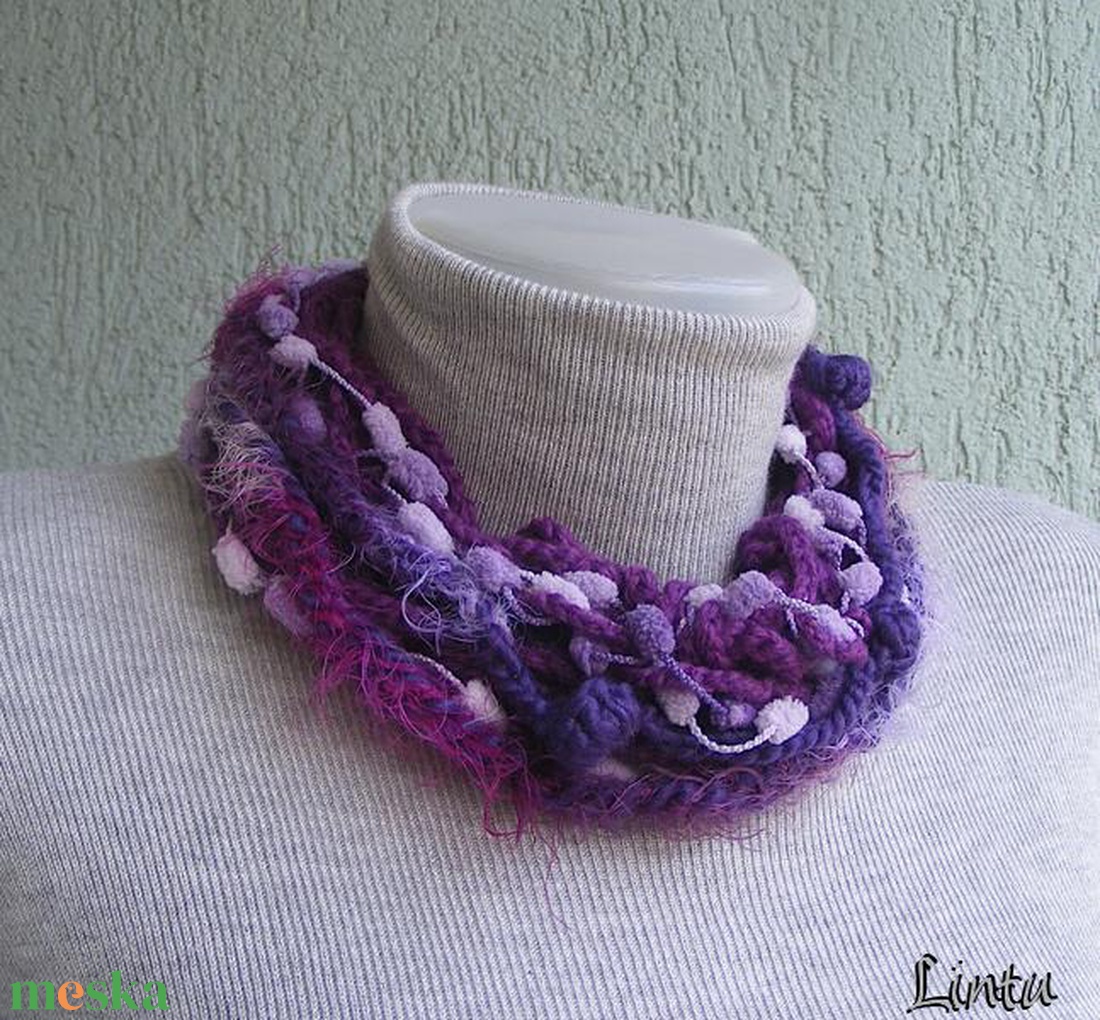 Téli horgolt nyaklánc barna-fekete színekben - ékszer - nyaklánc - nyakpánt, gallér - Meska.hu