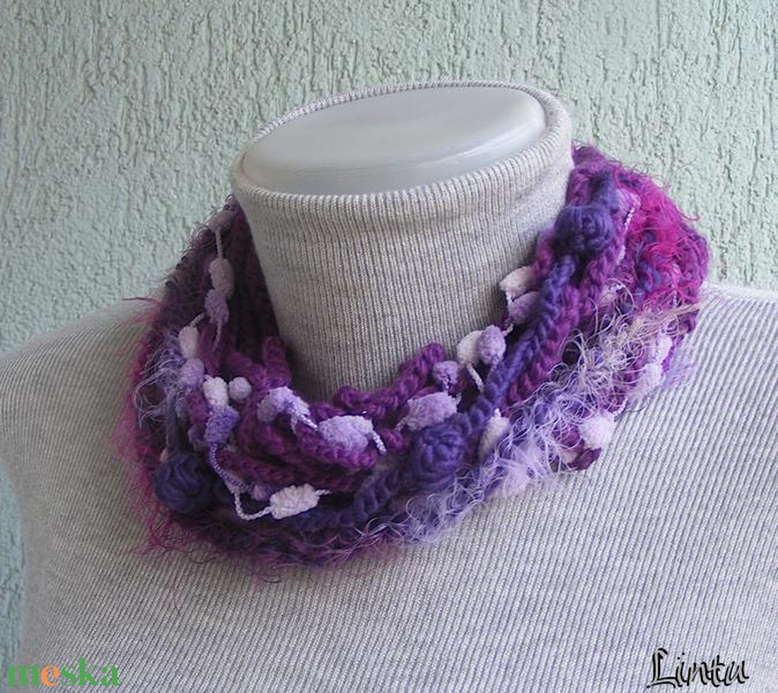 Téli horgolt nyaklánc barna-fekete színekben - ékszer - nyaklánc - nyakpánt, gallér - Meska.hu