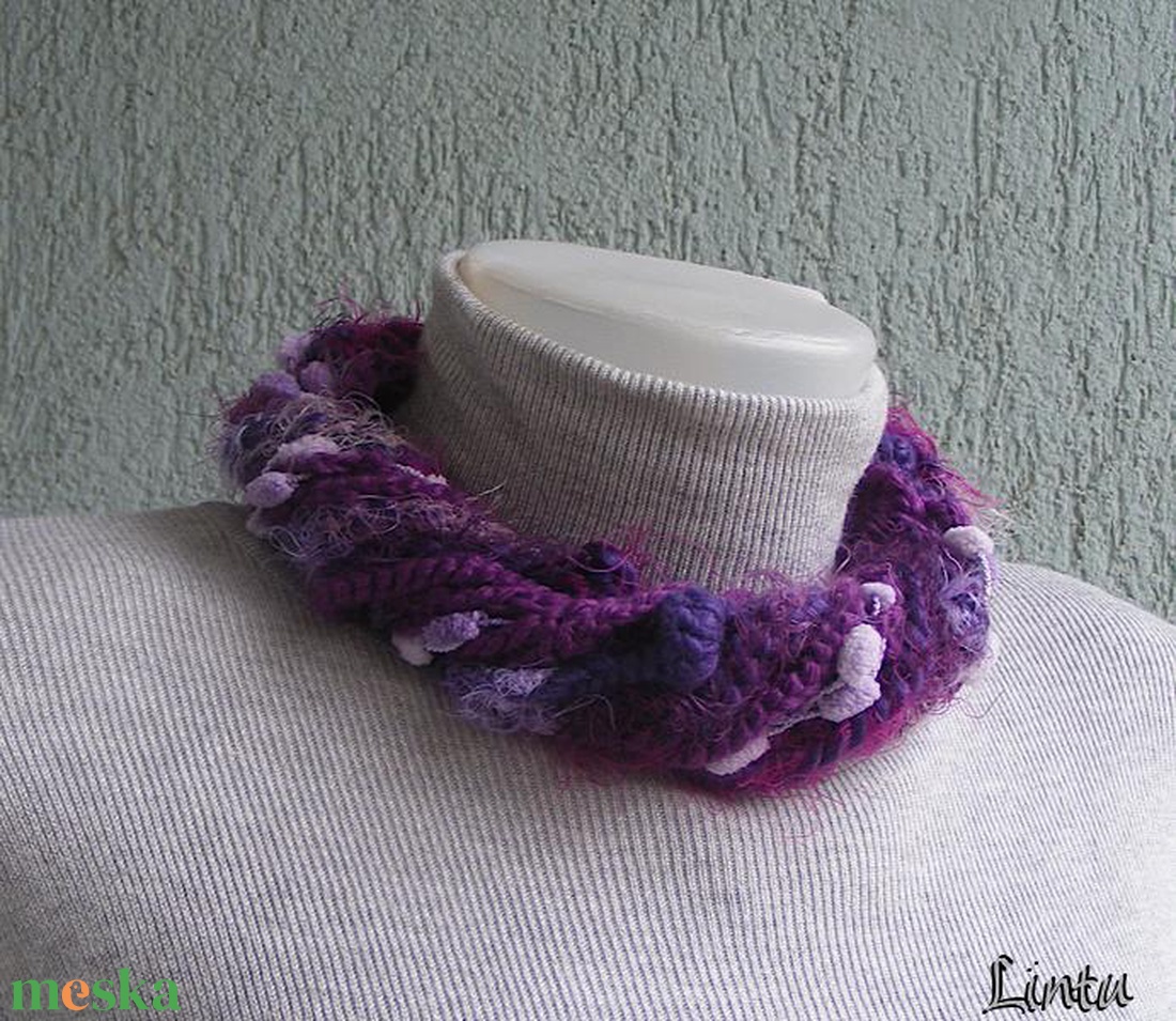 Téli horgolt nyaklánc barna-fekete színekben - ékszer - nyaklánc - nyakpánt, gallér - Meska.hu