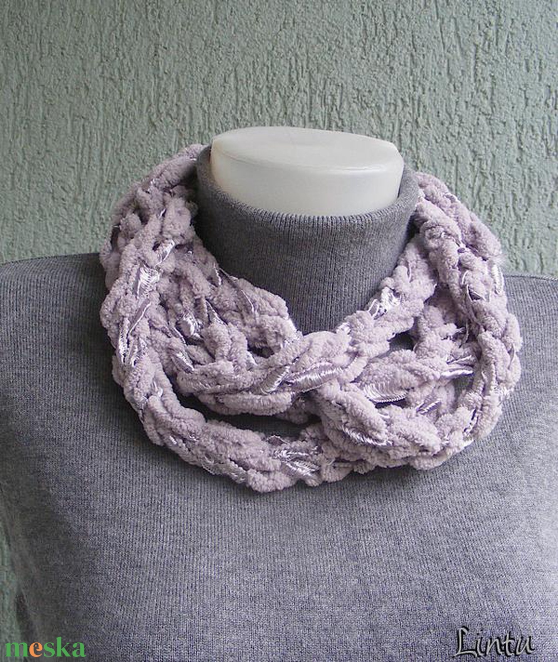 Téli horgolt nyaklánc halványlila színekben - ékszer - nyaklánc - nyakpánt, gallér - Meska.hu